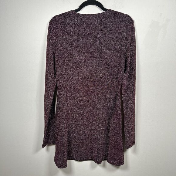 Reformation Riley Fit & Flare Long Sleeve Purple Black Metallic Dress Size XL - Picture 4 of 9